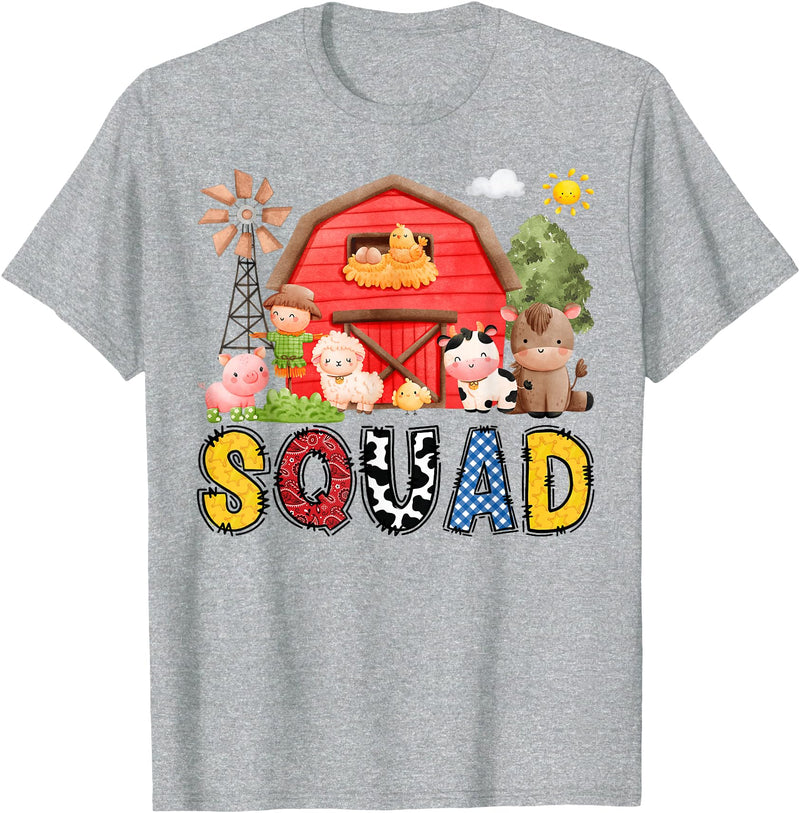 Farm Cow Birthday Boy Party Matching Squad Farm Cow Birthday Boy Matching Family Matching T-Shirt - Heather Grey