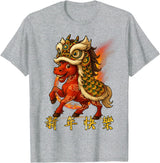 Chinese New Year of Fire Horse 2026 Funny Tee Year of The Fire Horse Zodiac Funny Chinese New Year 2026 T-Shirt - Heather Grey