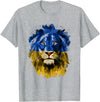 Vintage Yellow & Blue Flag Lion Face National Colours T-Shirt - Heather Grey