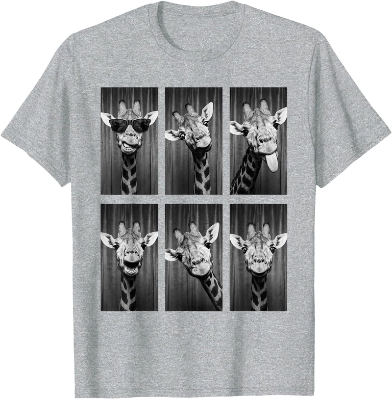 Funny Giraffe Animal Photobooth Giraffe Photobooth Funny Safari Animal Portrait T-Shirt - Heather Grey