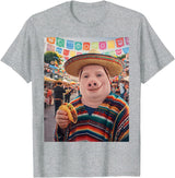 Pig John Pork Mexico Meme John Pork Funny Pig Man Mexican Fiesta Cinco de Mayo Taco T-Shirt - Heather Grey