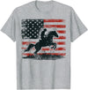Patriotic Rodeo Cowboy Horse Riding USA Rodeo Cowboy Horse USA Flag Western Country 4th of July T-Shirt - Heather Grey