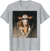 Funny Cow Drinking Iced Coffee Meme Cow Drinking Iced Coffee Funny Animal Meme Tee T-Shirt - Heather Grey