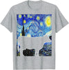Funny Cow Van Gogh Famous Painting Cow Starry Night Van Gogh Funny Cow Farmer T-Shirt - Heather Grey