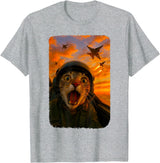 Funny Cats Fighter Jet Pilot Kitties Selfies Funny Screaming Cat Fighter Jet Pilot Kitty Selfie T-Shirt