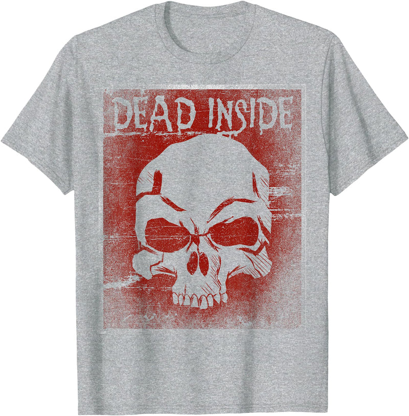 Scary Halloween Statement Costumes Dead Inside Skull scary Halloween T-Shirt - Heather Grey