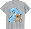 Teddy Bear Cute Birthday Party balloons Apparel Kids Teddy Bear Cute 2nd Birthday Boy balloons birthday Party T-Shirt - Heather Grey