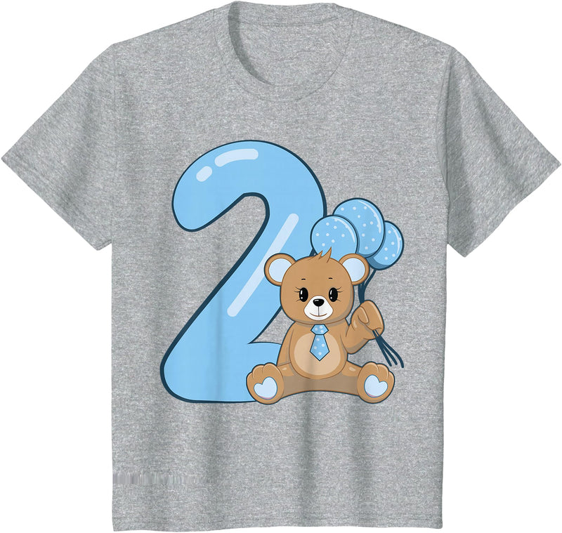 Teddy Bear Cute Birthday Party balloons Apparel Kids Teddy Bear Cute 2nd Birthday Boy balloons birthday Party T-Shirt - Heather Grey