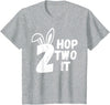 Hop Two It Easter Bunny Kids Funny 2nd Birthday Party T-Shirt in Heather Grey