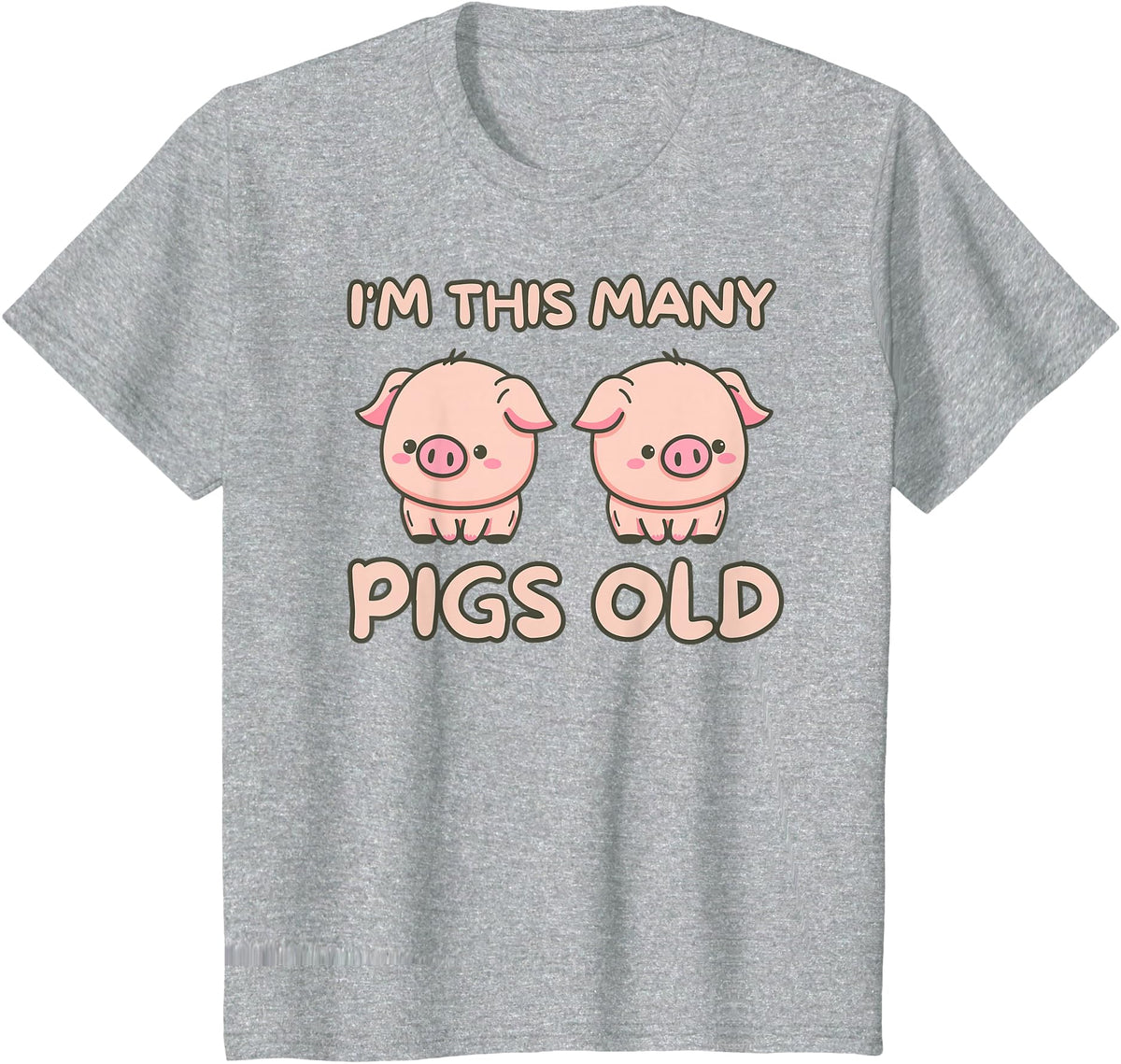 Pigs lover Birthday Gifts Toddler I'm This Many Pigs Old - 2nd Birthday Pig 2 Years Old Bday T-Shirt - Heather Grey