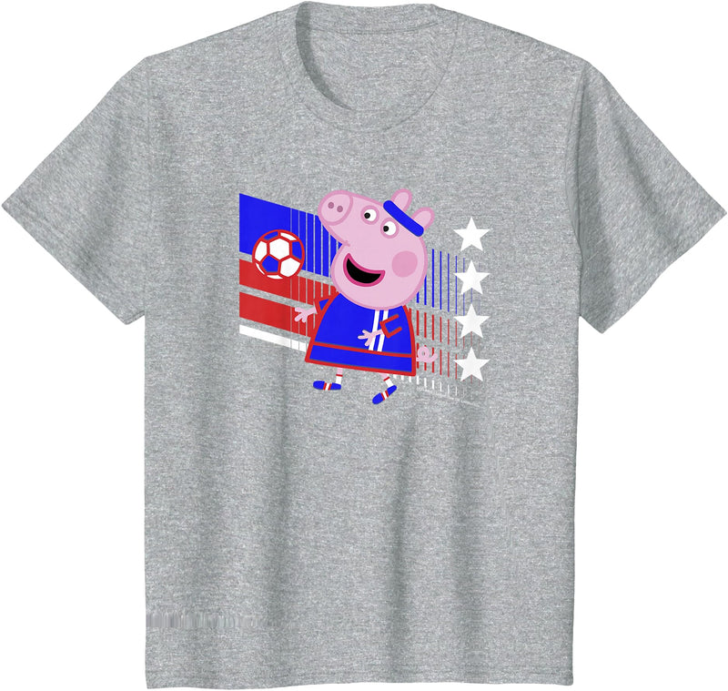 Kids Peppa Pig George Pig Football Soccer V3 T-Shirt - Heather Grey