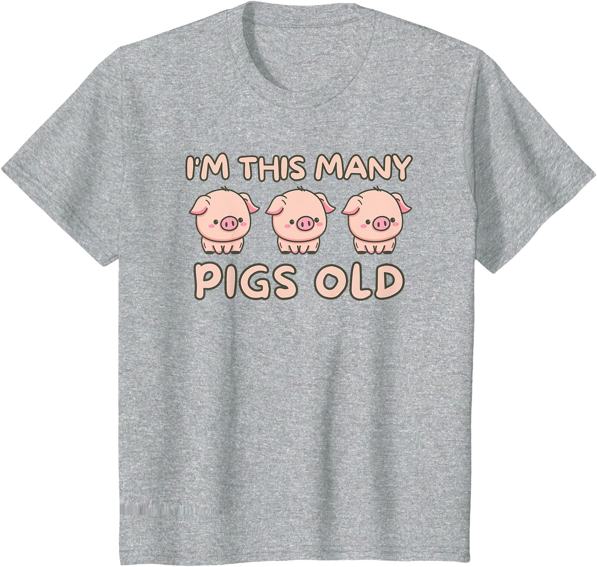 Pigs lover Birthday Gifts Toddler I'm This Many Pigs Old - 3rd Birthday Pig 3 Years Old Bday T-Shirt - Heather Grey
