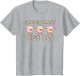 Pigs lover Birthday Gifts Toddler I'm This Many Pigs Old - 3rd Birthday Pig 3 Years Old Bday T-Shirt - Heather Grey
