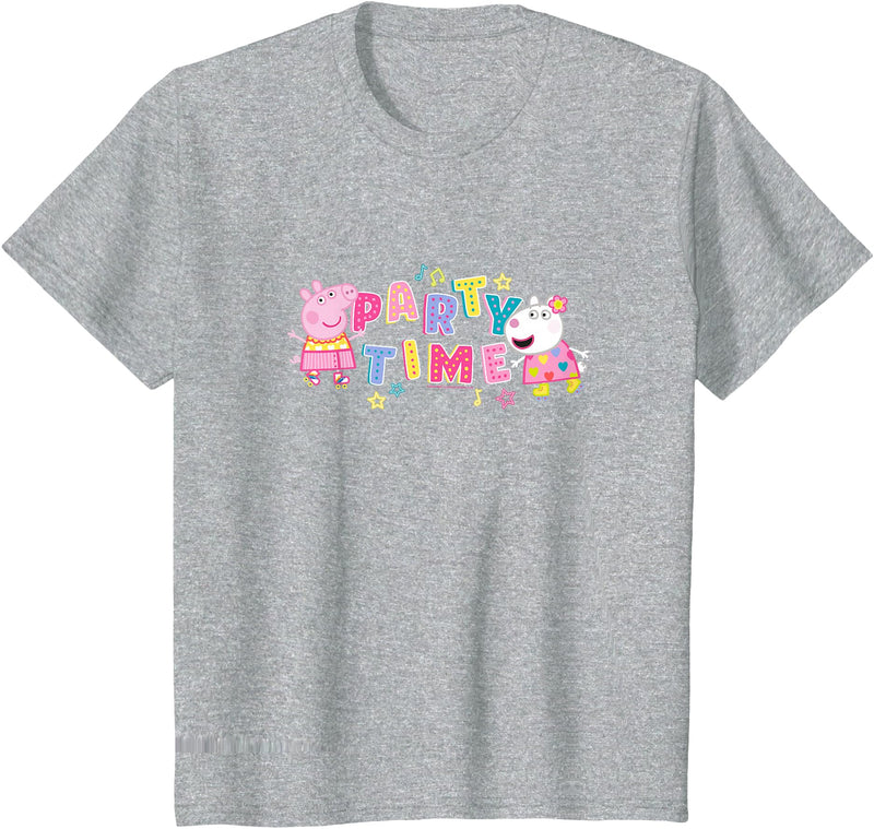 Peppa Pig Party Time Peppa & Suzy Logo Youth T-Shirt - Heather Grey