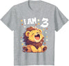 3 years old 3rd birthday Lion 3 Years old 3 birthday Lions Boy Girl Lion T-Shirt - Heather Grey