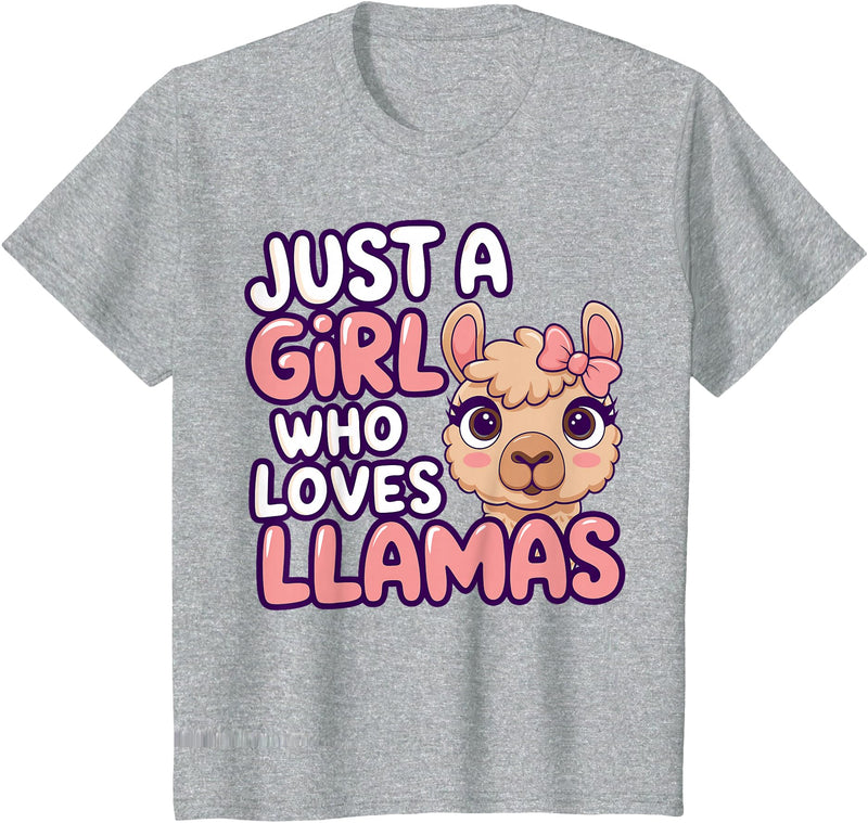Kids Llama Shirts Girl Llama Kids T-Shirt - Heather Grey