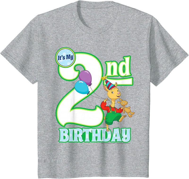 Kids Children's Second Birthday Official Llama Llama Tee Shirt T-Shirt - Heather Grey