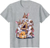 4th Birthday Bunny Rabbit Girl Birthday Age 4 T-Shirt in Heather Grey