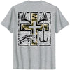 Camo Cross Fishing Faith Christian 2 Sided Hunting Fishing Cross Camo Faith Christian Fisherman Hunter T-Shirt - size chart